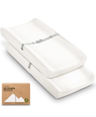2pk Isla Changing Pad Covers for Girl, Boy, Soft Contoured Diaper Changing Table Pad Cover Sheets Neutral