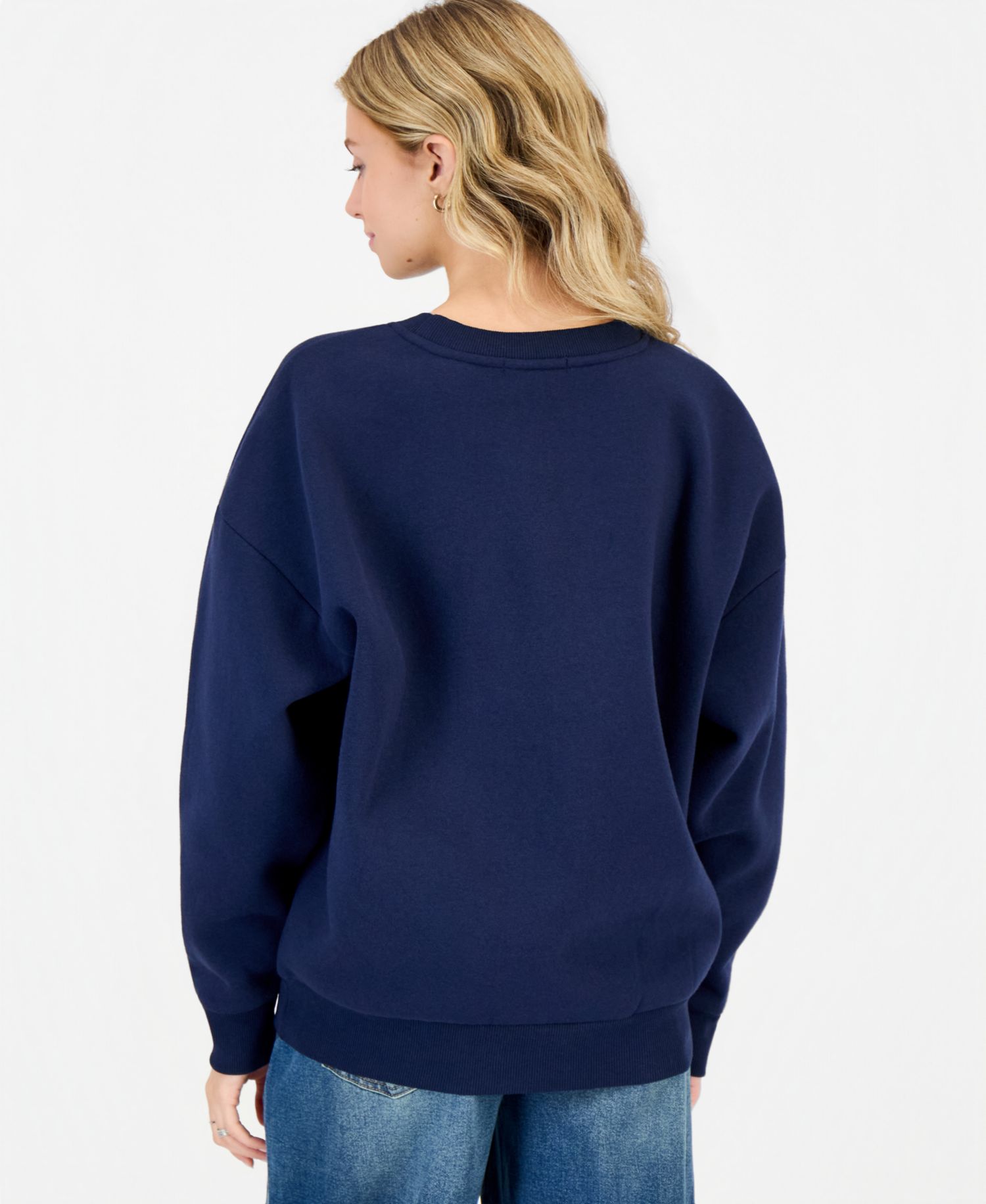 Juniors' Oversized Embroidered Fleece Sweatshirt