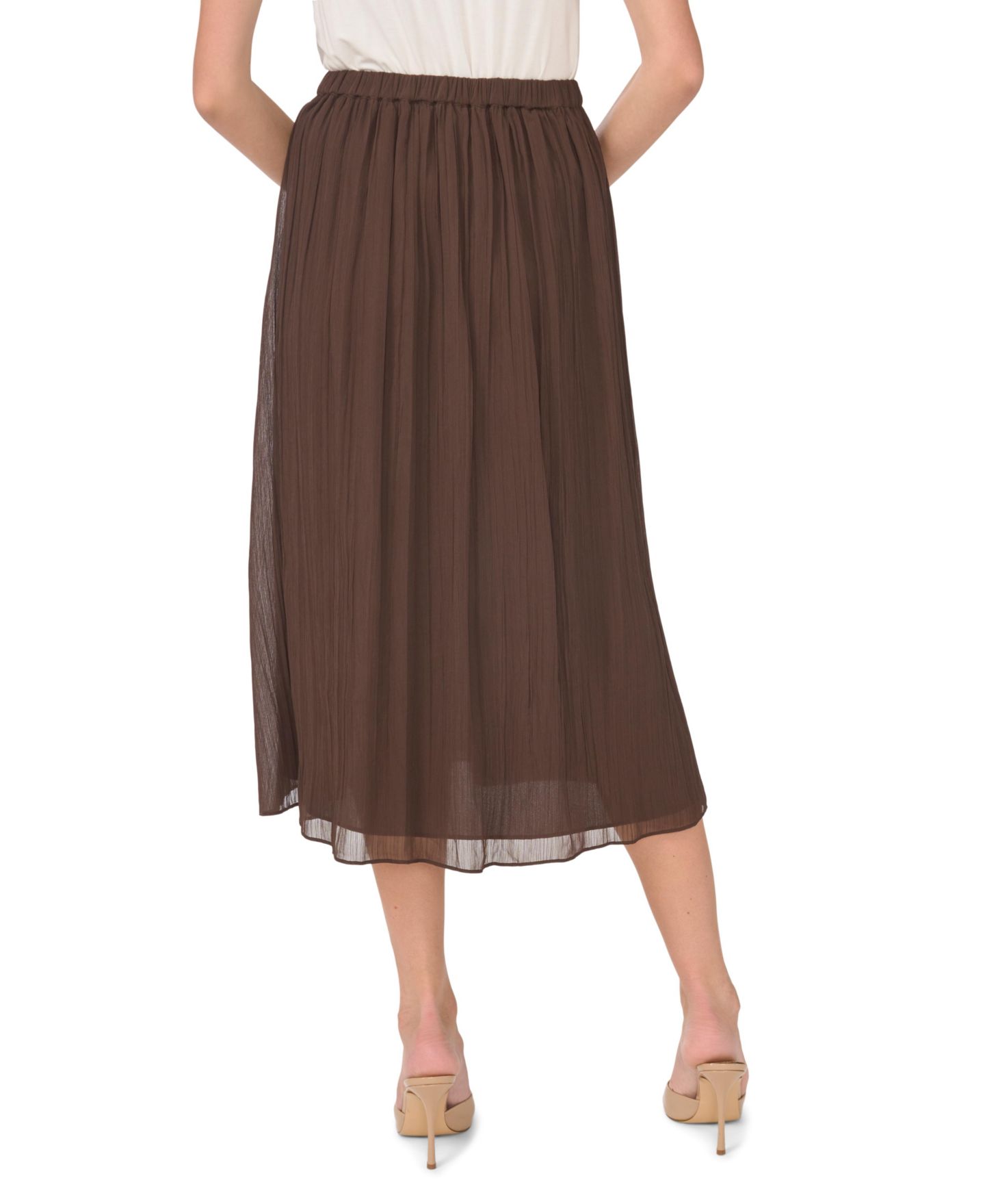 Женская юбка Vince Camuto Pleated Pull-On Midi, цвет: Насыщенный шоколадный — фото 4