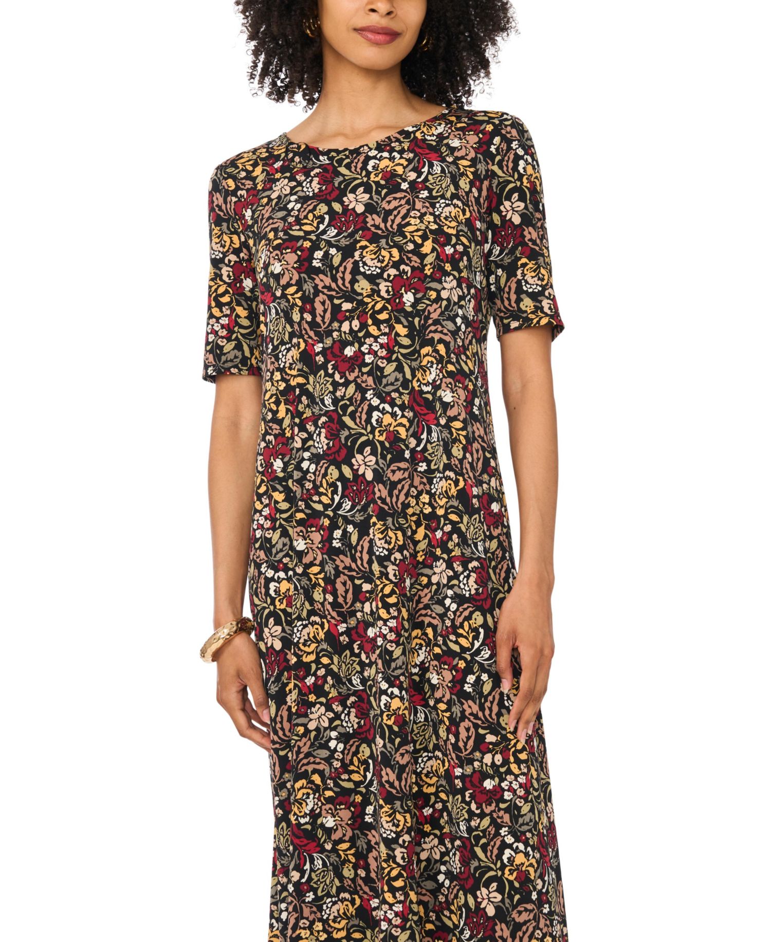 Women's Floral 3/4-Sleeve Maxi Dress