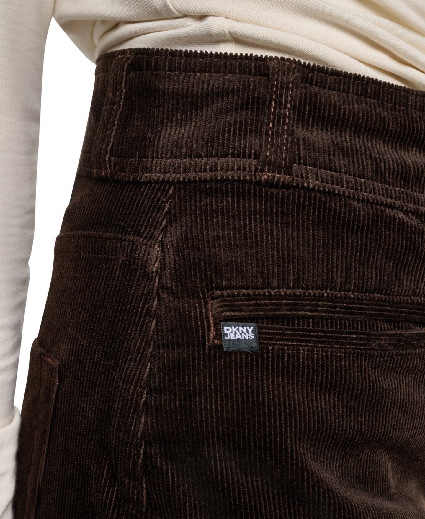 Женские брюки DKNY Jeans Petite High Rise Corduroy Wide-Leg, цвет: Тёмно-коричневый — фото 8