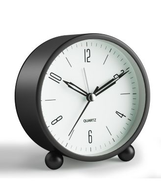 4 Inch Analog Alarm Clock   Silent Sweep Hand Night Light Loud Alarm 1x AA Battery Old Fashioned Decor Great Gift