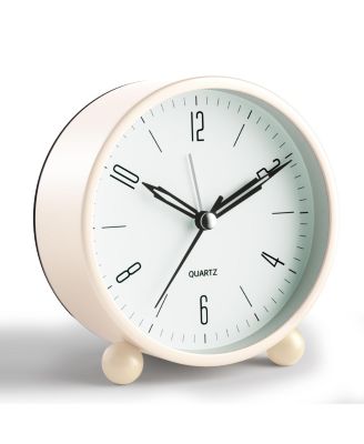 4 Inch Analog Alarm Clock   Silent Sweep Hand Night Light Loud Alarm 1x AA Battery Old Fashioned Decor Great Gift