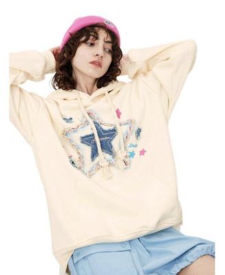 Women's Denim Star Applique Hoodie