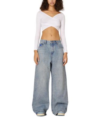 Women's Rhinestone Baggy Jeans