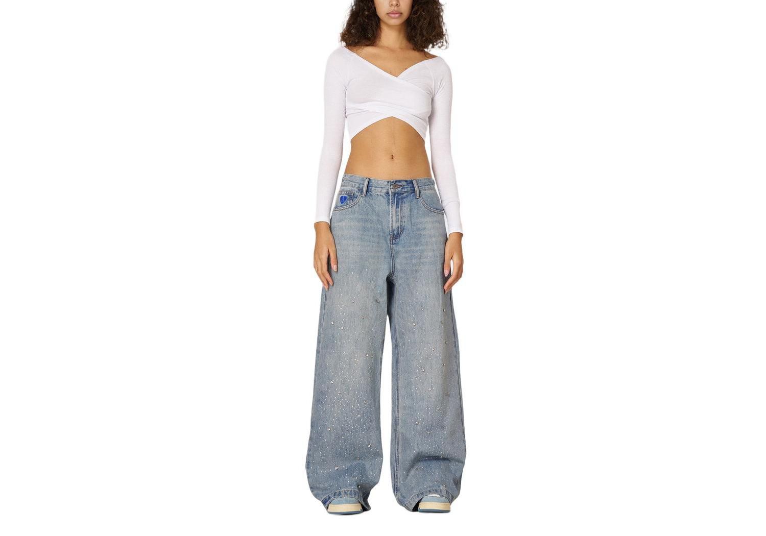 Women's Rhinestone Baggy Jeans