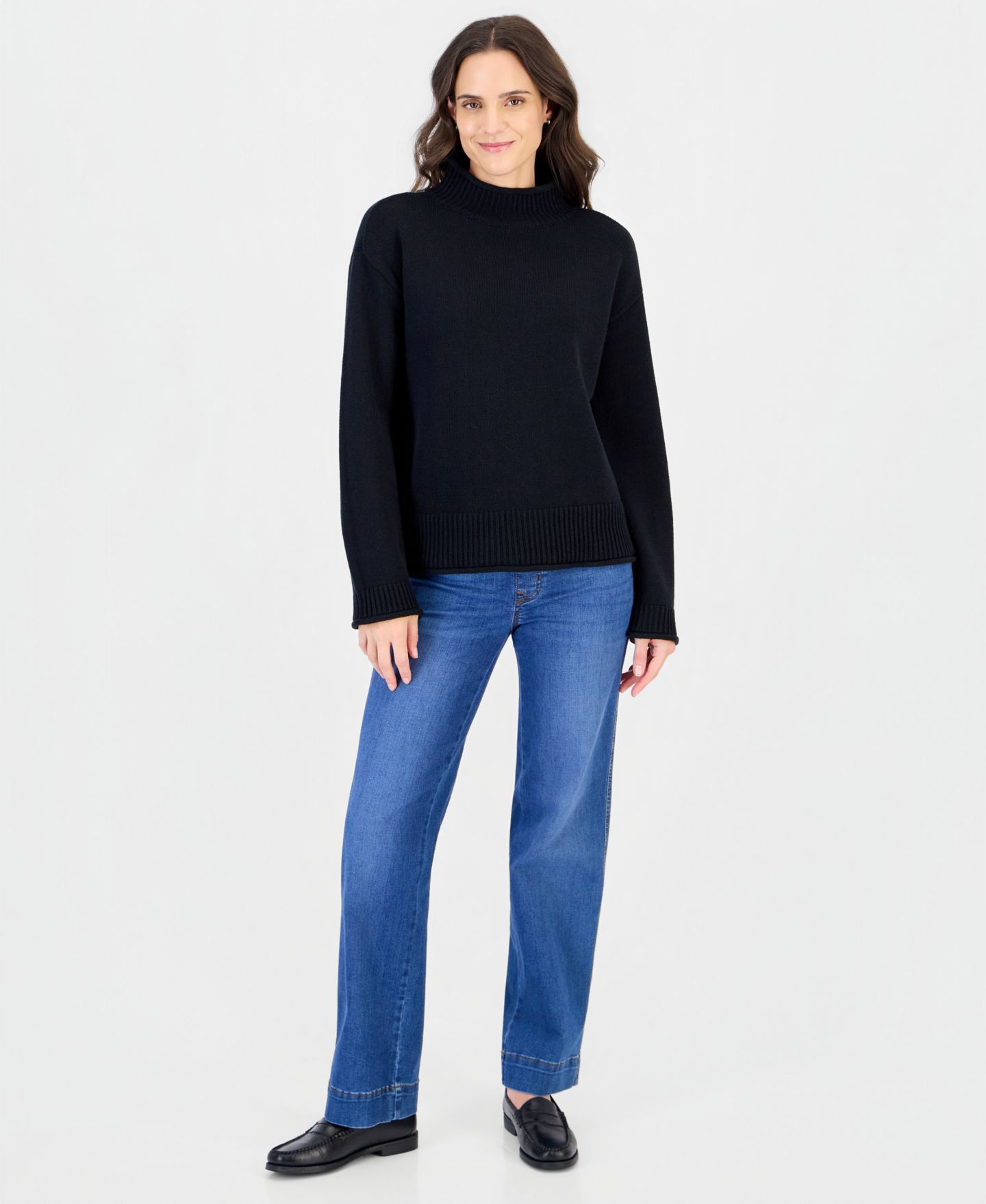 Женский свитер Style & Co Petite Rollneck, цвет: Глубокий чёрный — фото 2