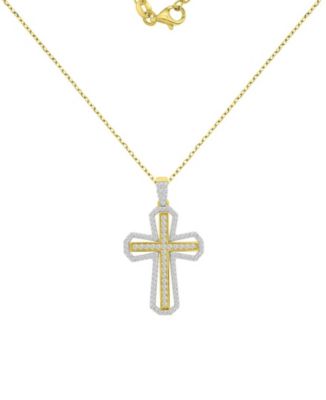 Gold and Silver-Plated Two-Tone Cross Necklace