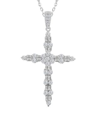 Mixed Cut Cross Pendant Necklace