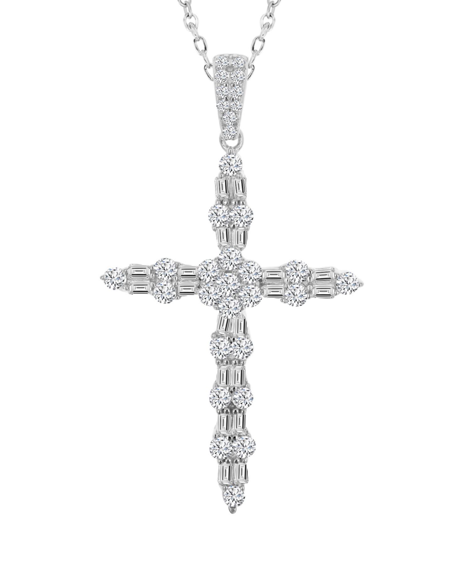 Mixed Cut Cross Pendant Necklace
