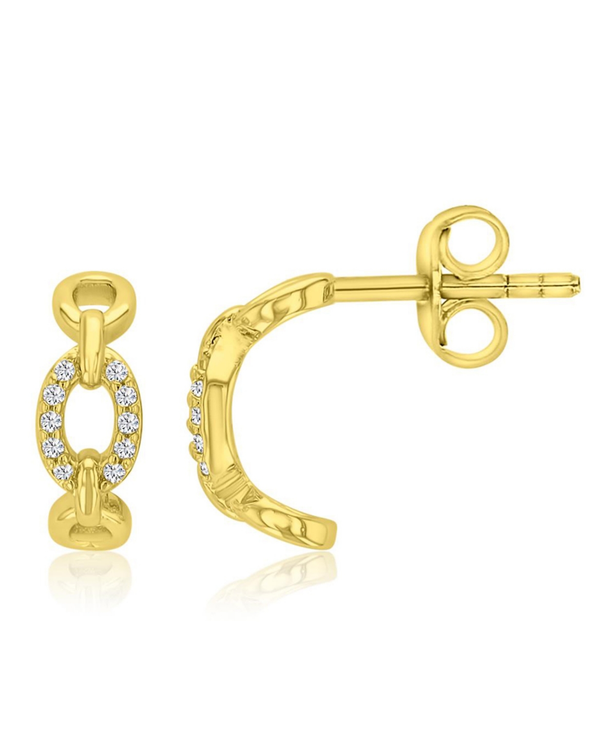 Macy's 14k Gold-Plated Oval Drop J Hoop Earrings - Gold