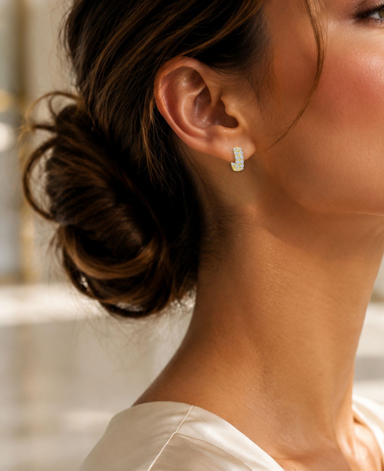 14k Gold-Plated Two Row Huggie Earrings