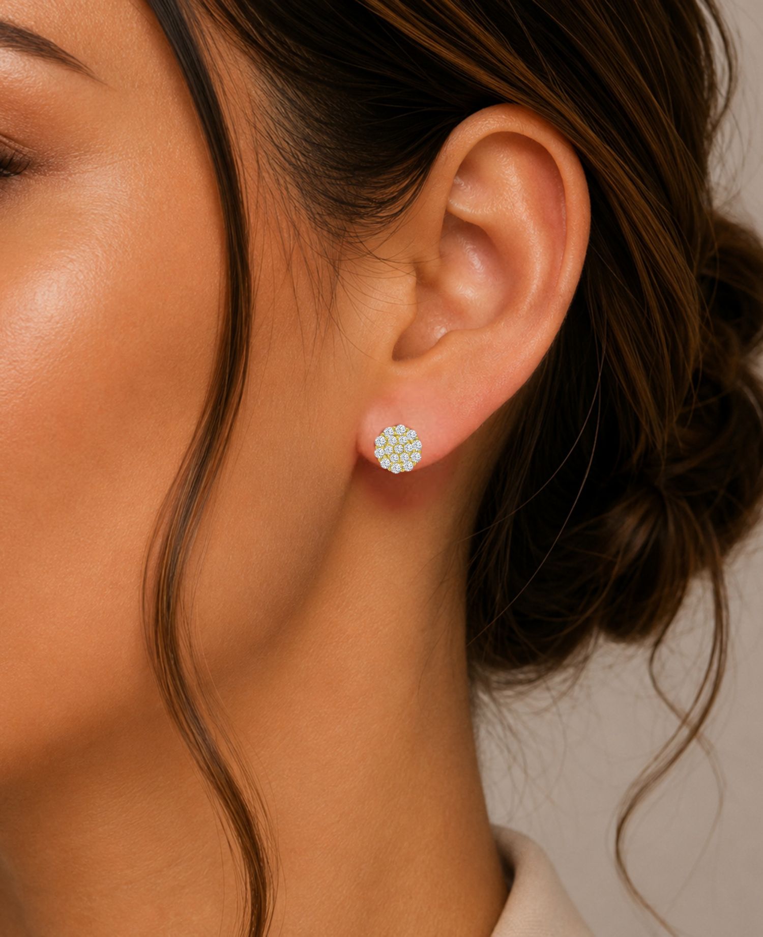 14k Gold-Plated Delicate Halo Stud Earrings