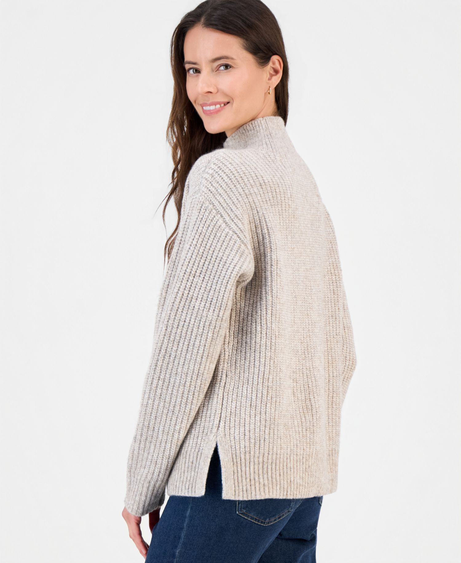 Petite Cozy Pointelle Mockneck Sweater