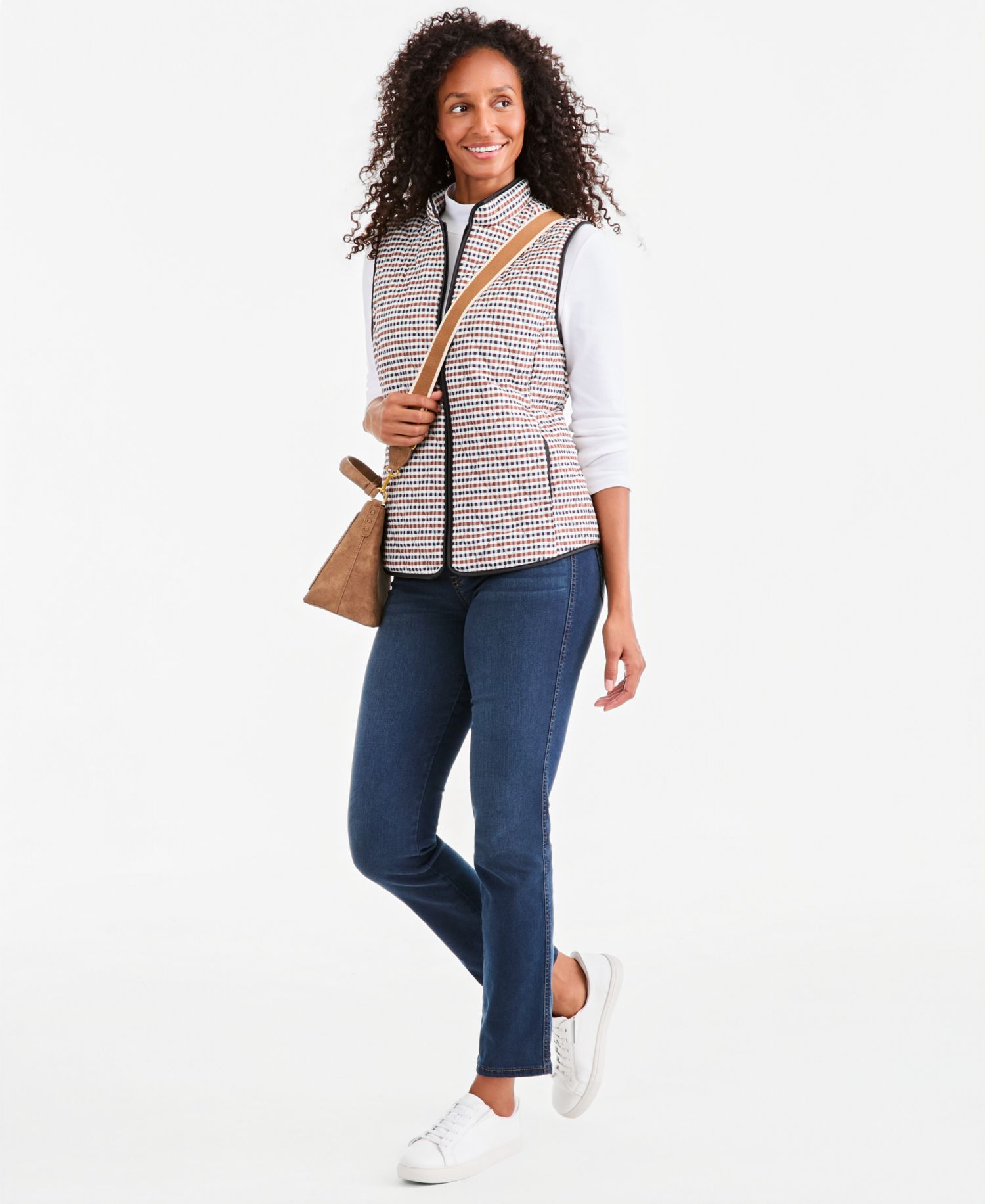 Petite Quilted Plaid Puffer Vest, Macy's Exclusive