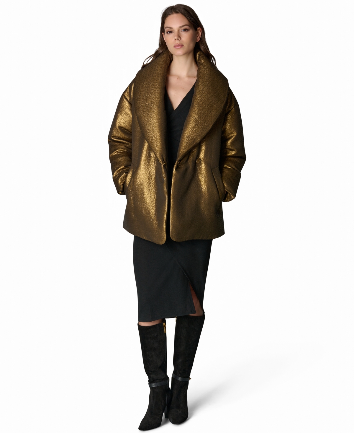 Donna Karan New York Women's Jacquard Wrap Shawl-Collar Jacket
