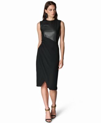 macy's black bodycon dress Donna Karan New York Women's Mixed-Media Wrap Dress, Exclusive Color:Midnight Bloom Trend|Details Stacees Bridesmaid Dress |