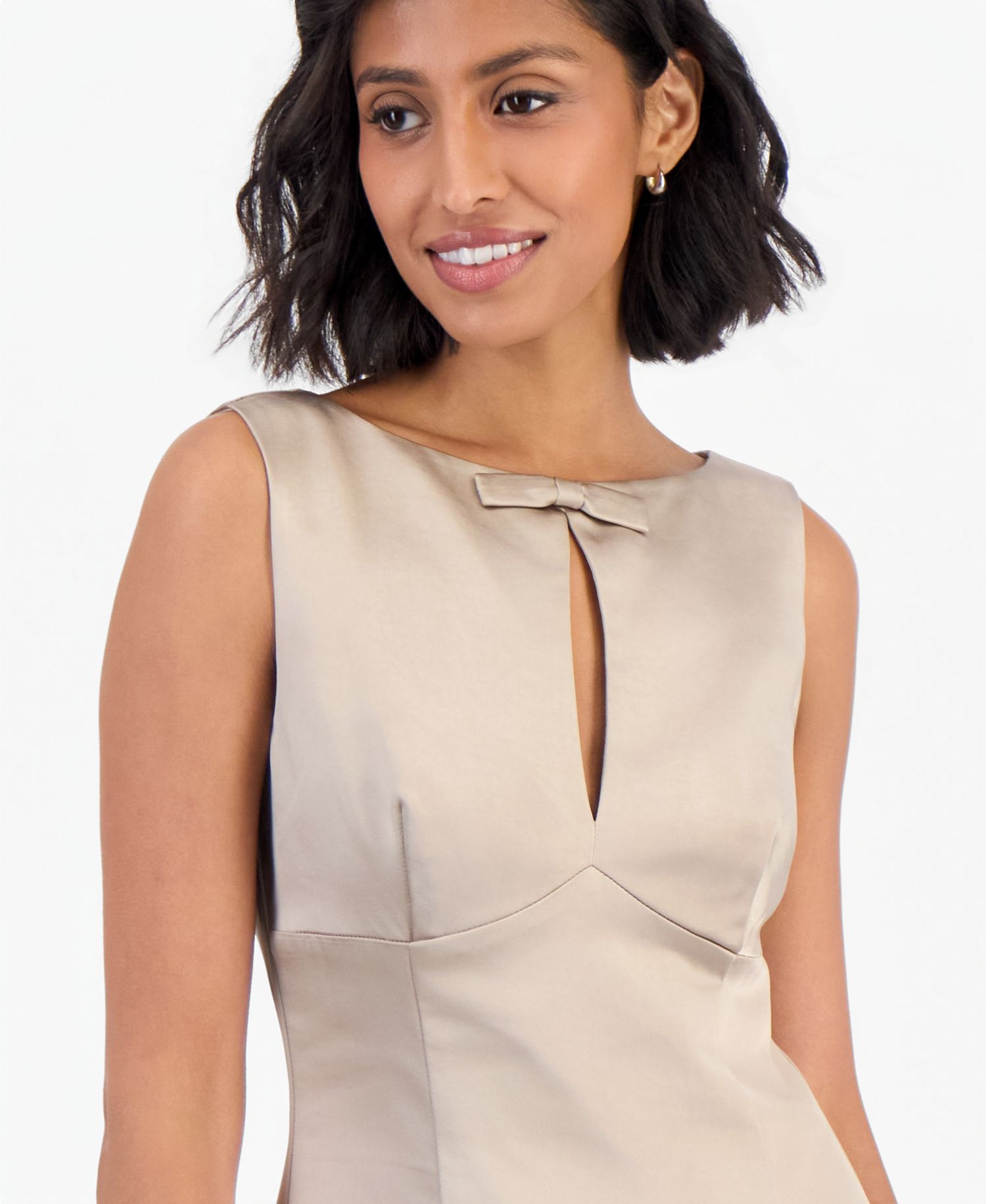 Women's Celeste Bow Front Satin Keyhole Cutout Mini Dress