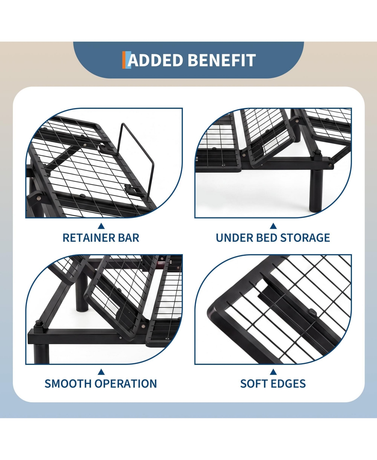homfan Foldable Metal Platform Bed Frame