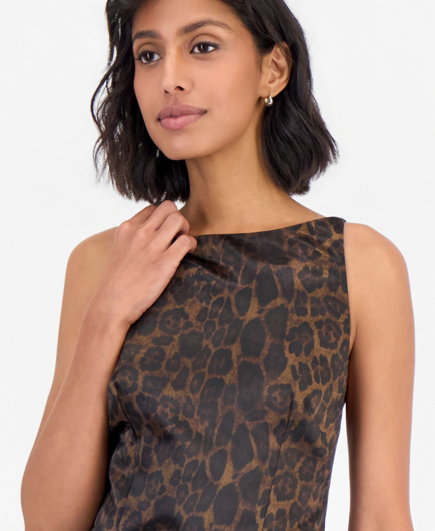 Women's Carmin Leopard-Print A-Line Boat Neck Mini Dress