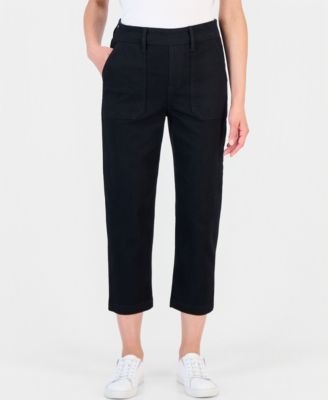 Petite High-Rise Straight-Leg Utility Jeans