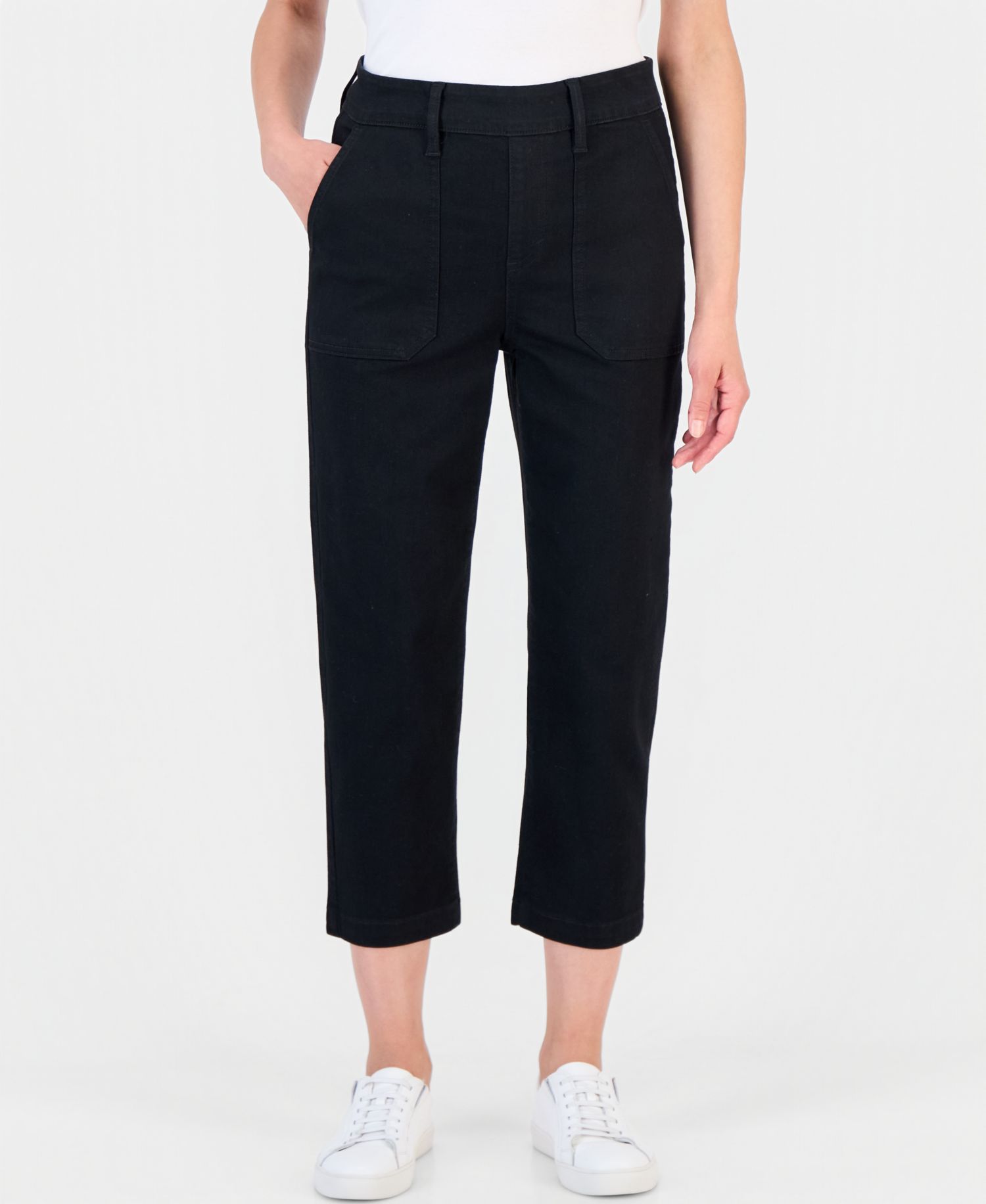 Petite High-Rise Straight-Leg Utility Jeans
