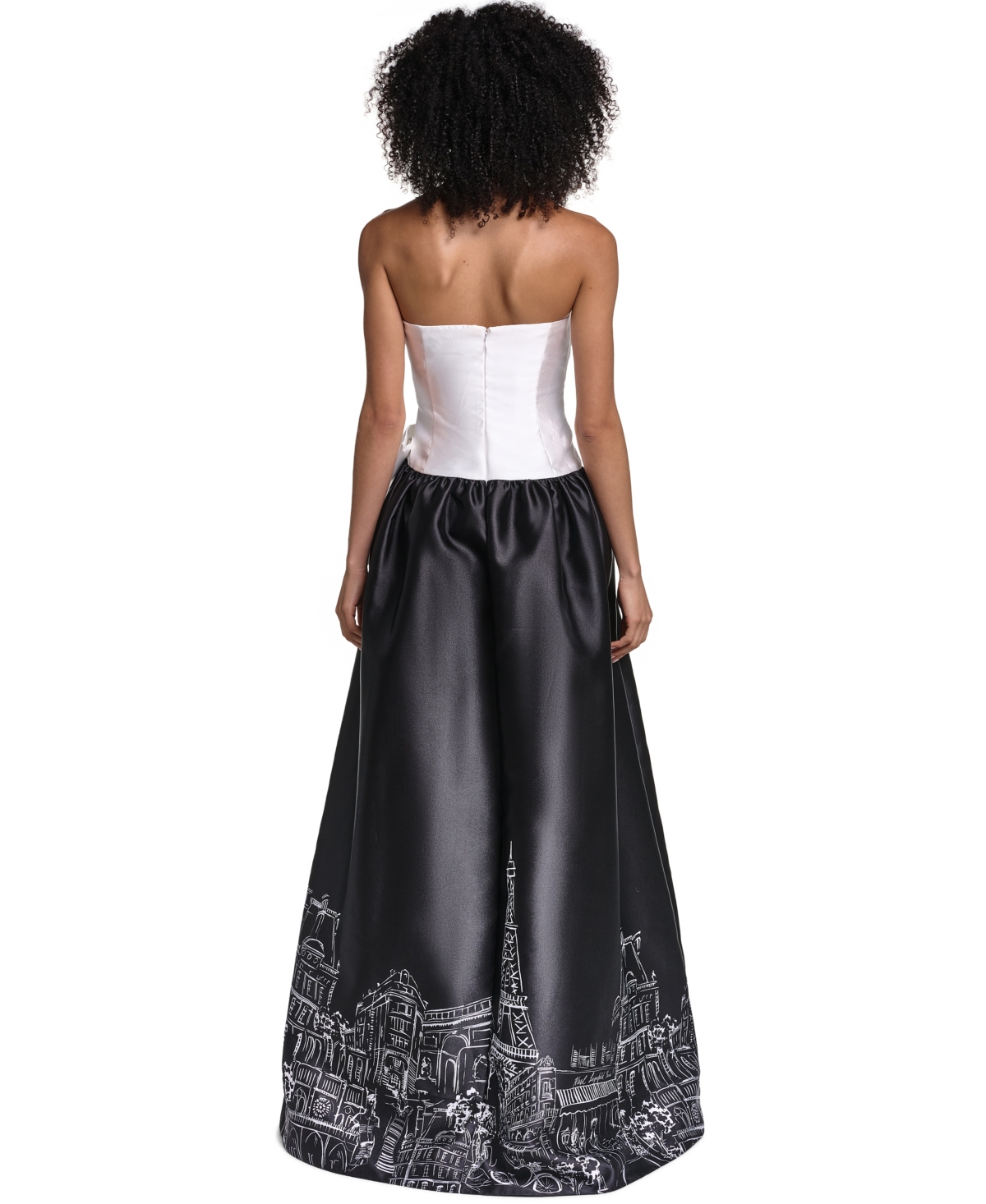 Karl Lagerfeld Paris Women's Strapless Printed Ball Gown Dress