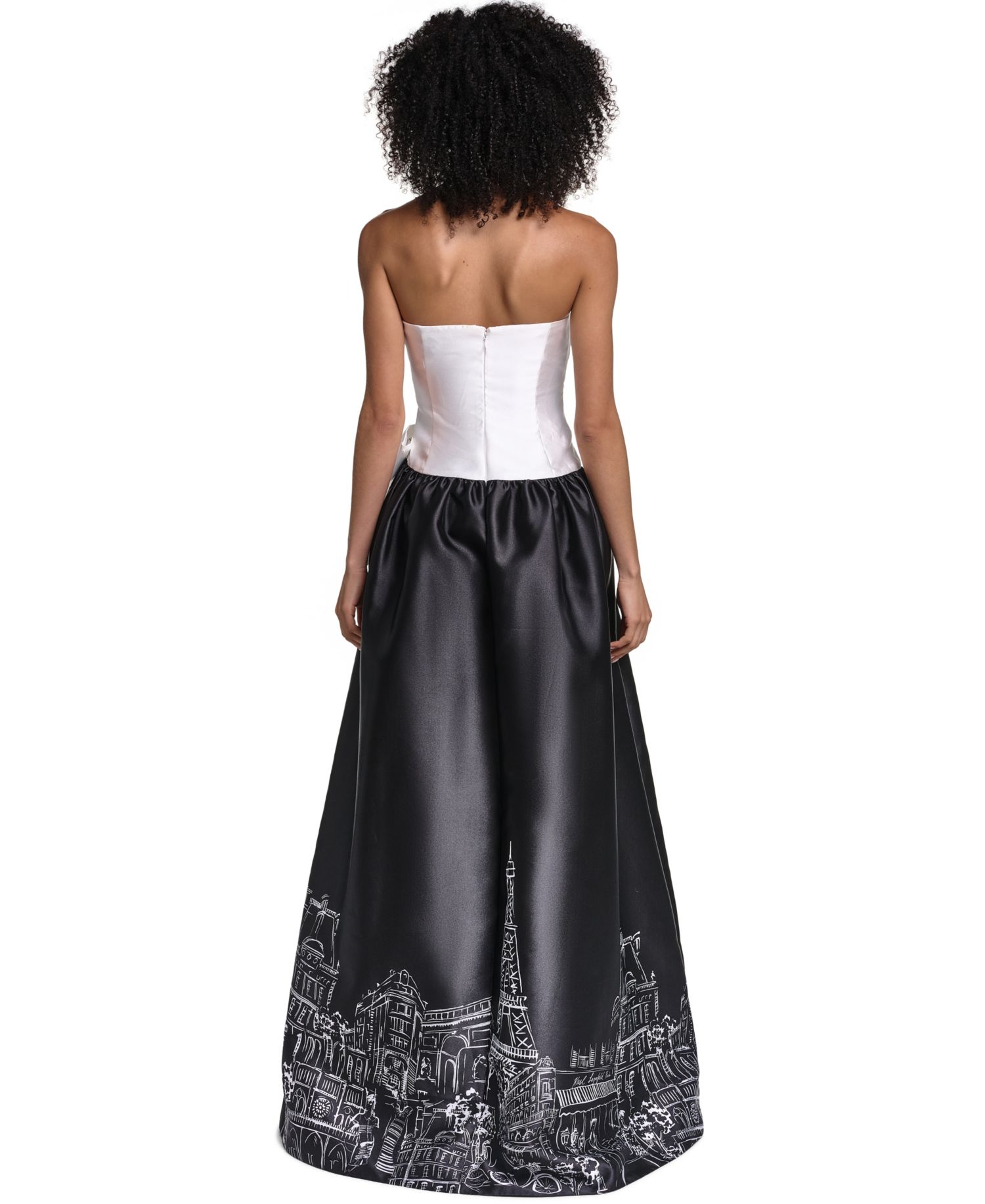 Women's Strapless Printed Ball Gown Dress