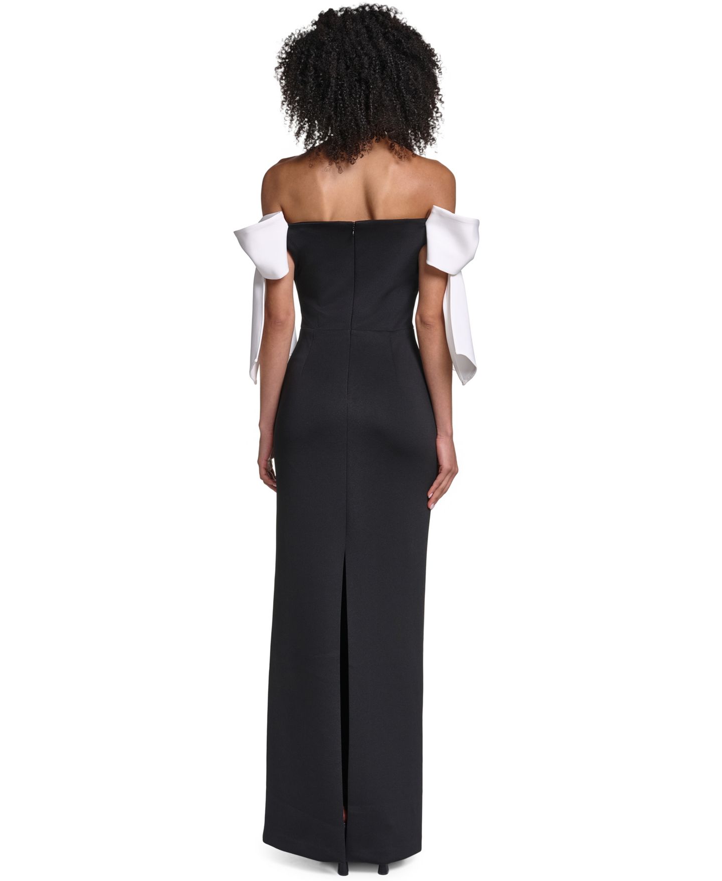 Женское платье KARL LAGERFELD PARIS Strapless Colorblock Scuba Gown, цвет: Чёрный мягкий белый — фото 5