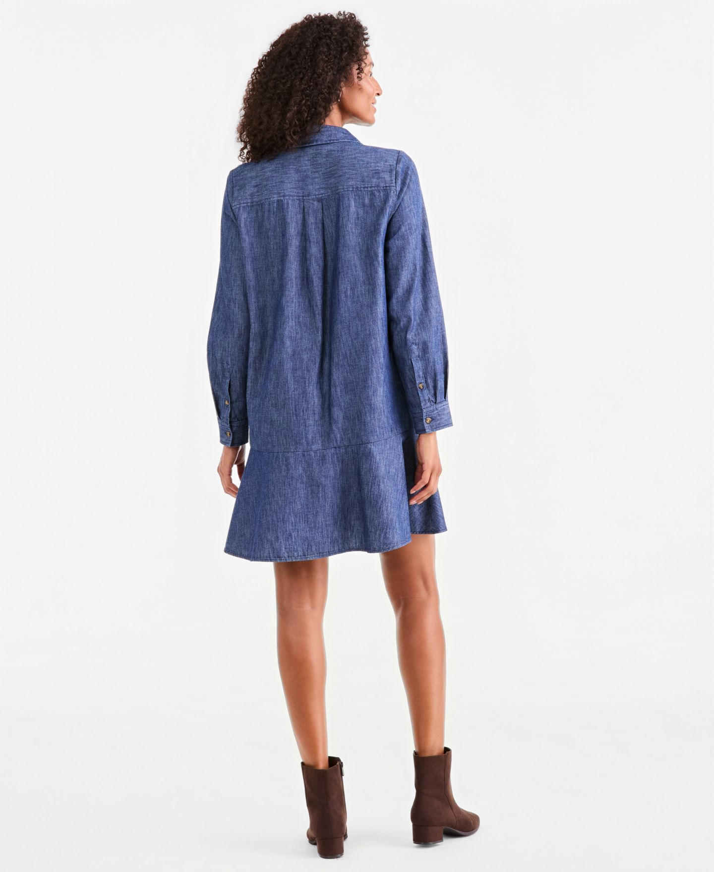 Женское платье Style & Co Long-Sleeve Peplum Cotton Shirt Dress, цвет: Варёный — фото 5