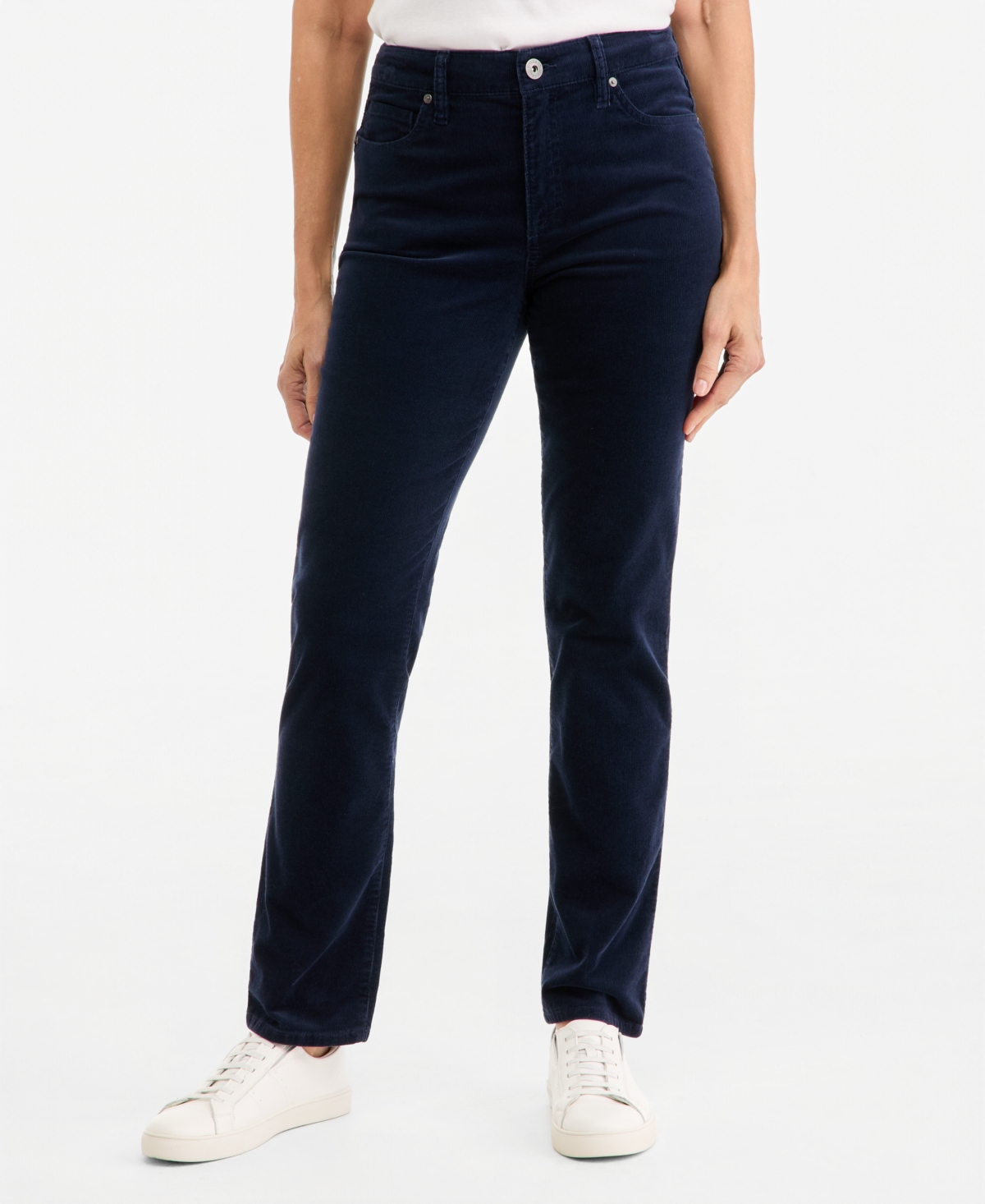 Style & Co Petite Corduroy High-Waisted Straight-Leg Jeans, Macy's Exclusive - Industrial Blue