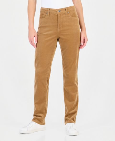 Женские джинсы Style & Co Petite Corduroy High-Waisted Straight-Leg, цвет: Beechwood