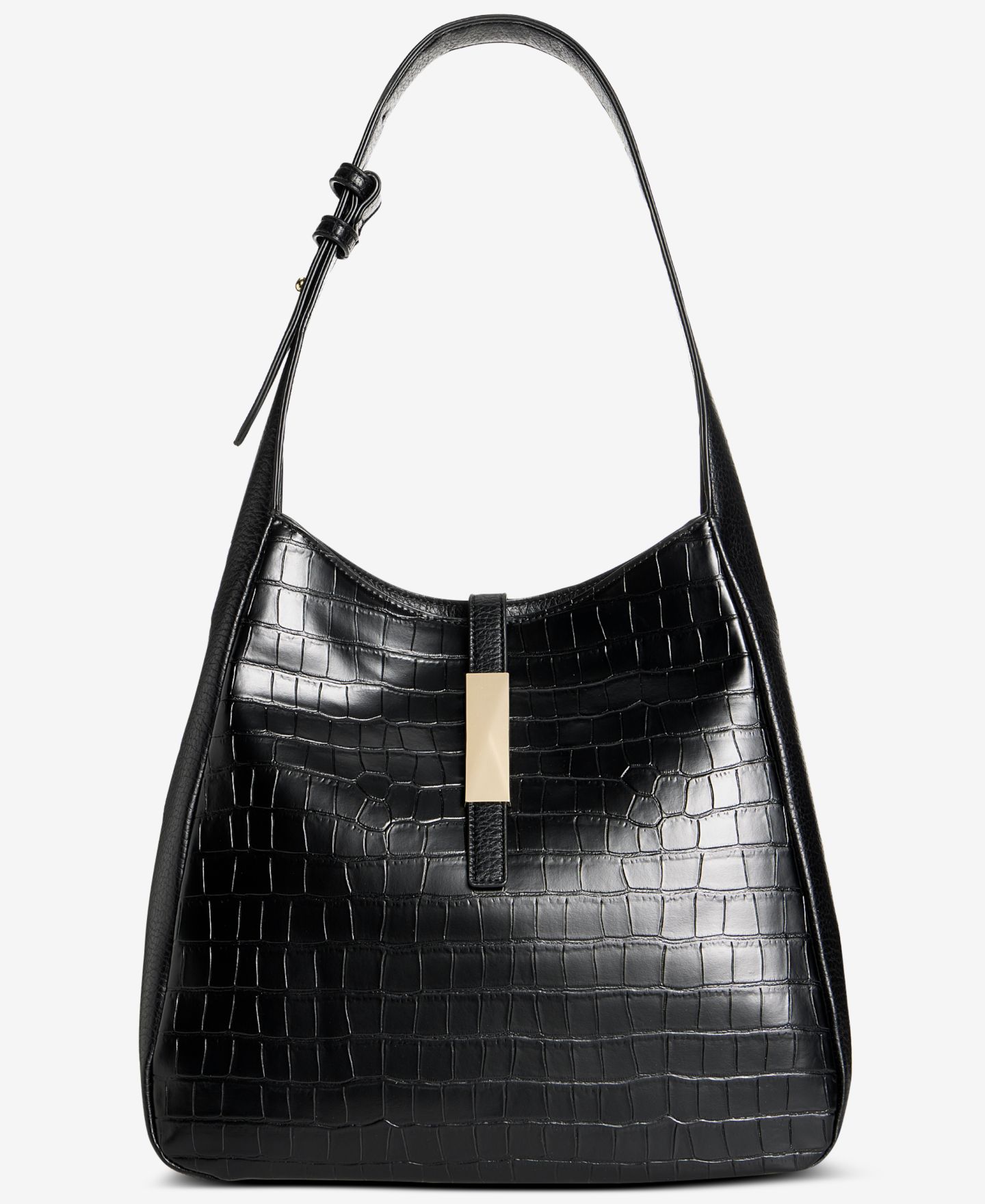 Женская сумка I.N.C. International Concepts Salee Croco-Embossed Shoulder, цвет: Чёрный — фото 1