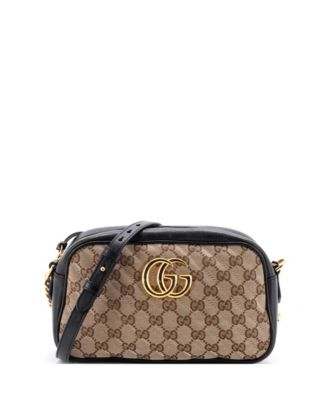 Small GG Marmont Shoulder Bag Diagonal Quilted GG Canvas with Leather