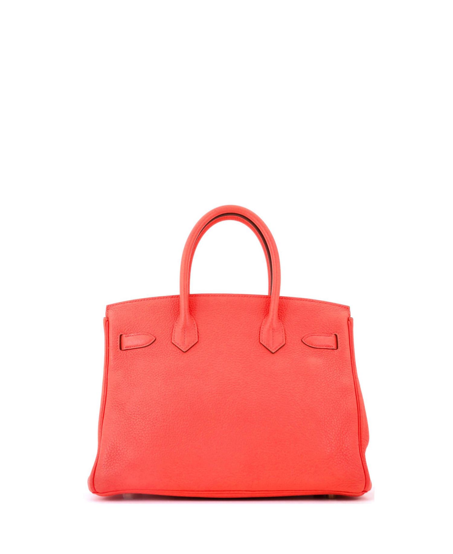 Pre-Owned Hermes Birkin 30 Handbag Red Clemence with Gold Hardware