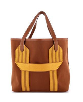 Pre-Owned Hermes Pursangle Tote Canvas with Leather