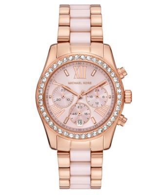 MICHAEL Women's Lexington Chronograph Pink Ceramic and Rose Gold-Tone Stainless Steel Watch 38mm