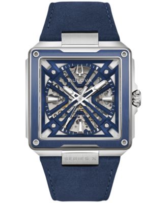 Men's Automatic Marc Anthony Series X Blue Leather Strap Watch 41mm