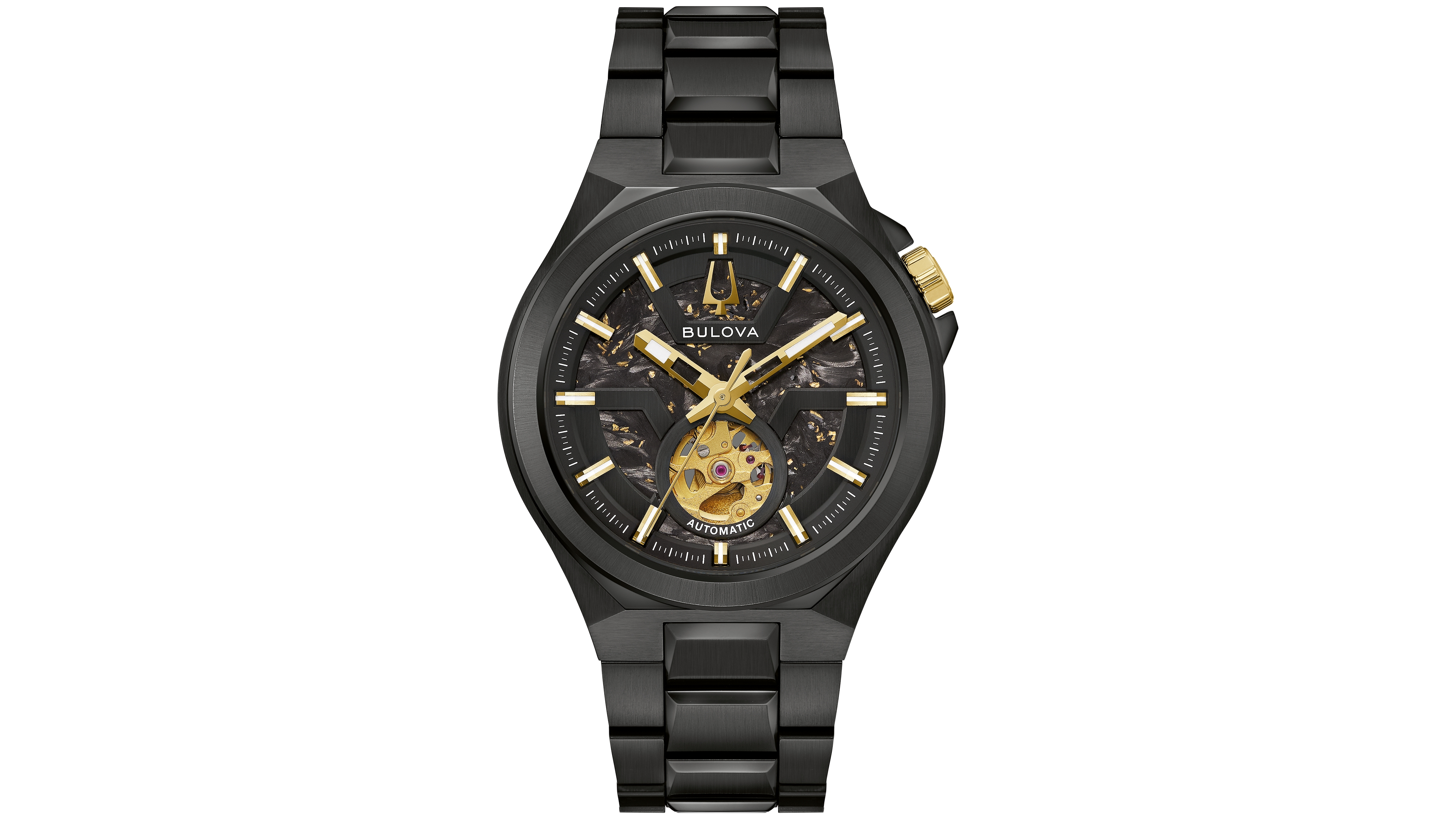 Bulova Men's Automatic Maquina Black Stainless Steel Bracelet Watch 42mm