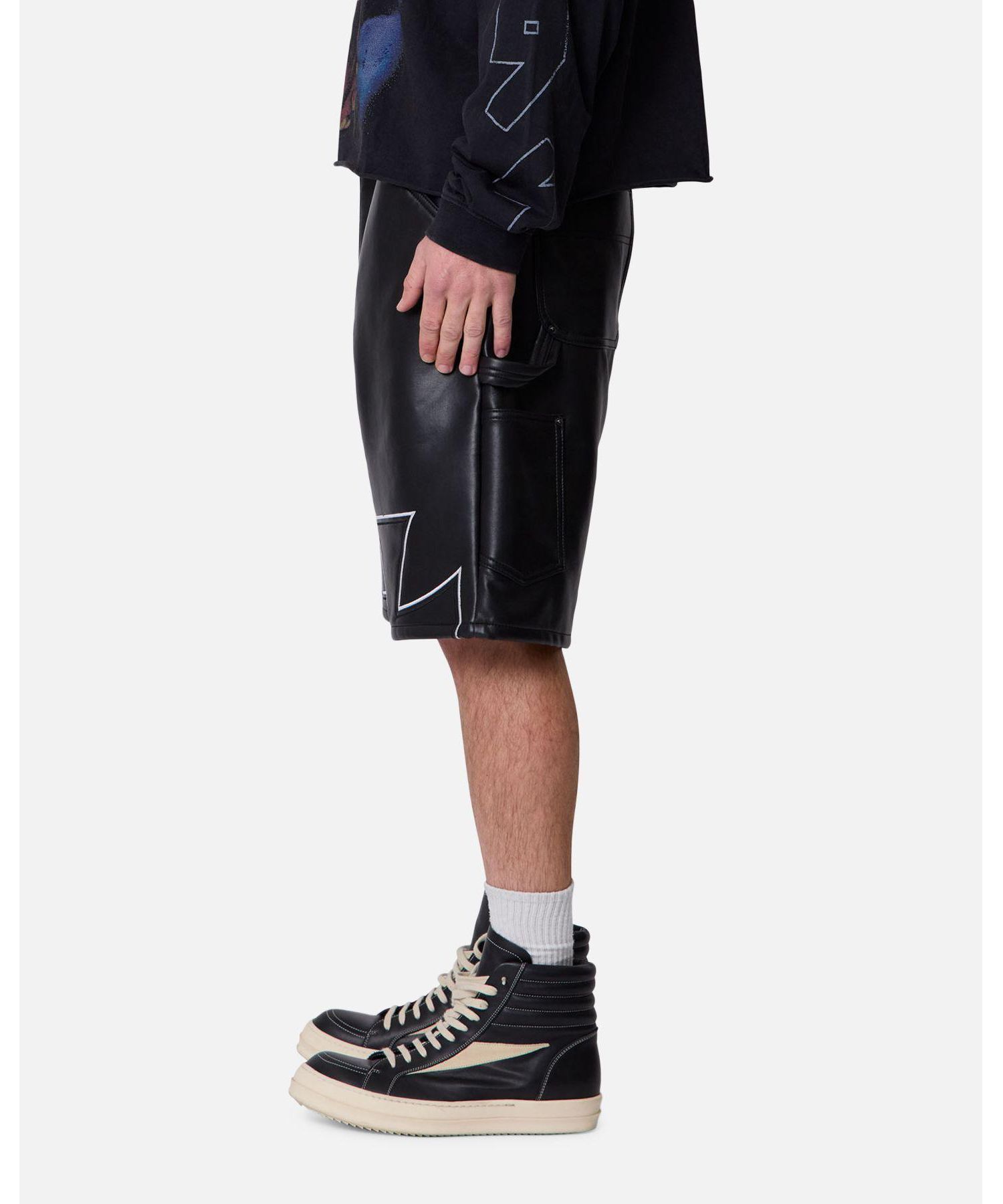 Men's Ultra Baggy Iron Cross Leather Shorts