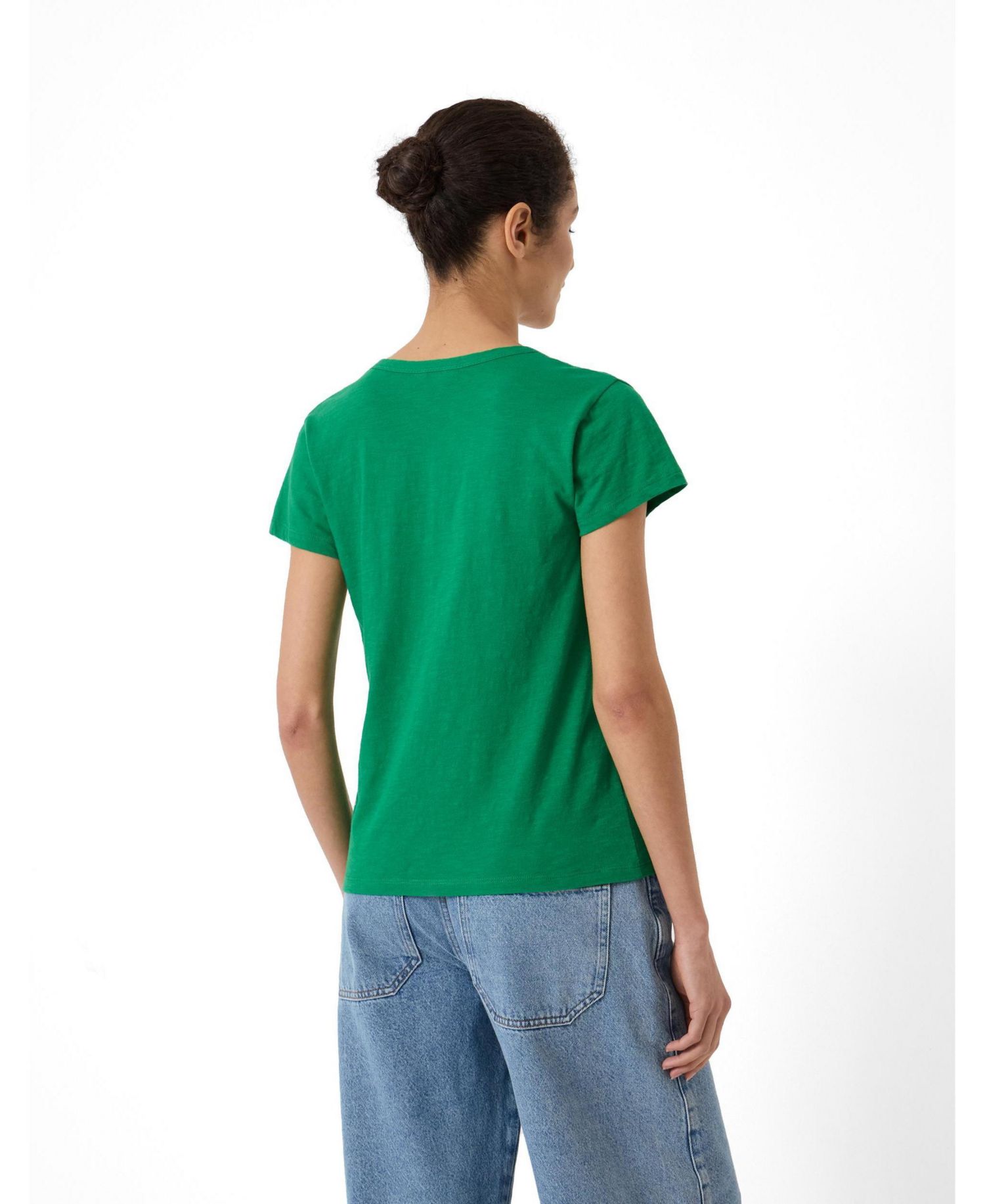 Women's Slim-Fit V-Neck Slub-Cotton T-Shirt