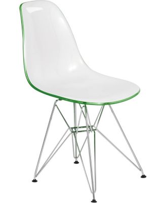 Cresco Acrylic Dining Chair, Modern Chrome Eiffel Base and Curved Back Design, Ergonomic and Lightweight Accent Side Chair