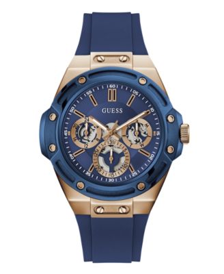 Men's Quartz Blue Silicone Strap Watch 44mm
