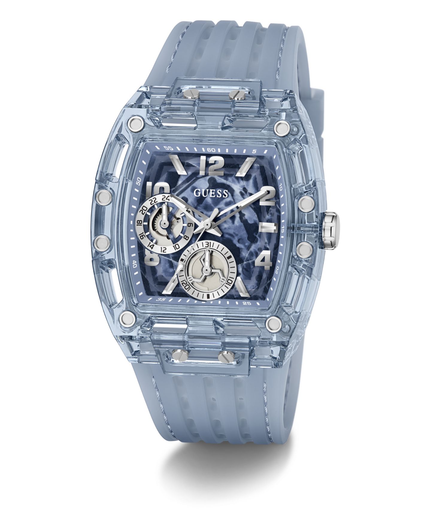 Мужские часы GUESS Quartz Blue Silicone Strap Watch 42mm — фото 4