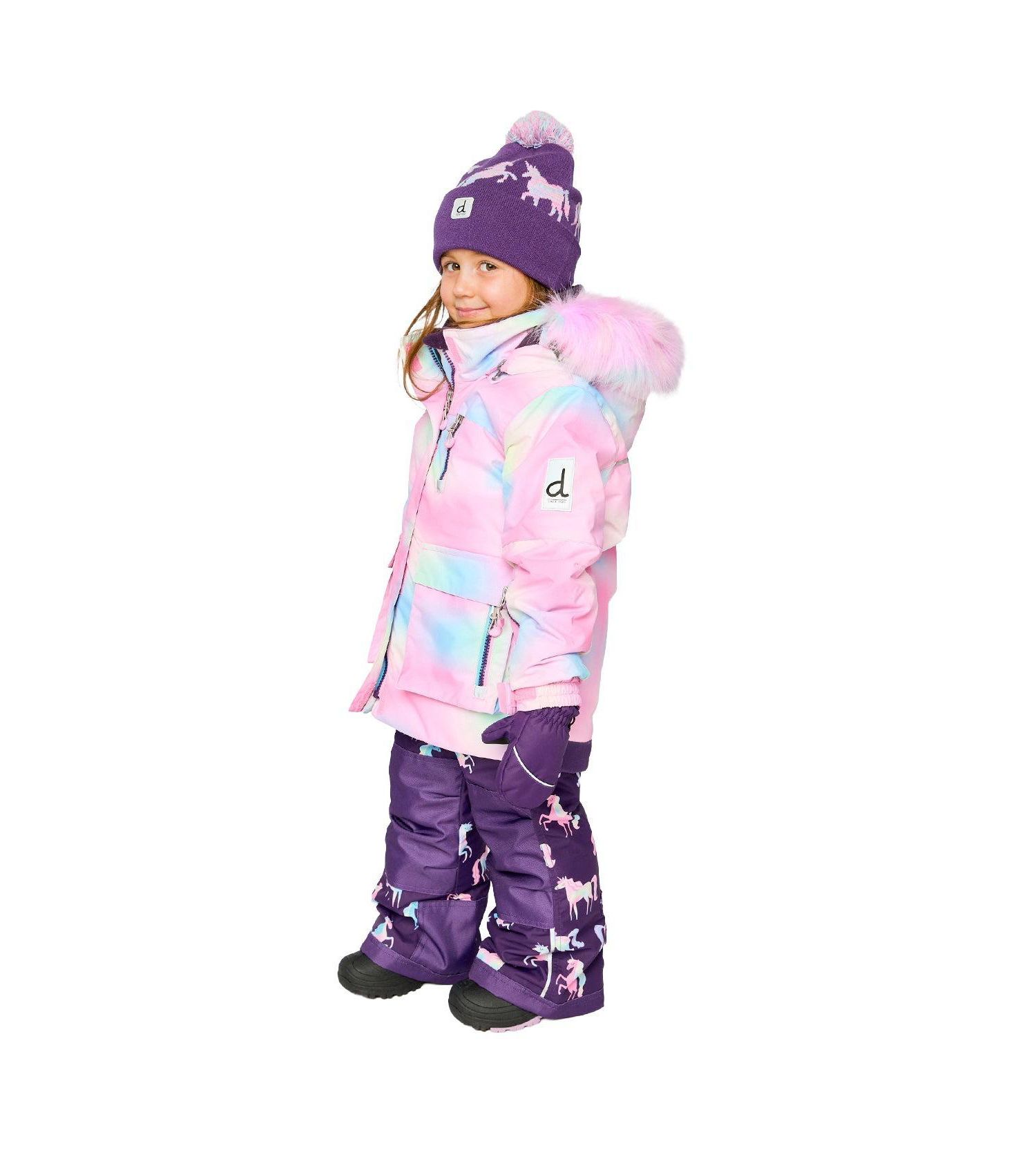 Big Girls Girl(6-14) Two Piece Play Snowsuit Multicolored with Unicorn Print Pants