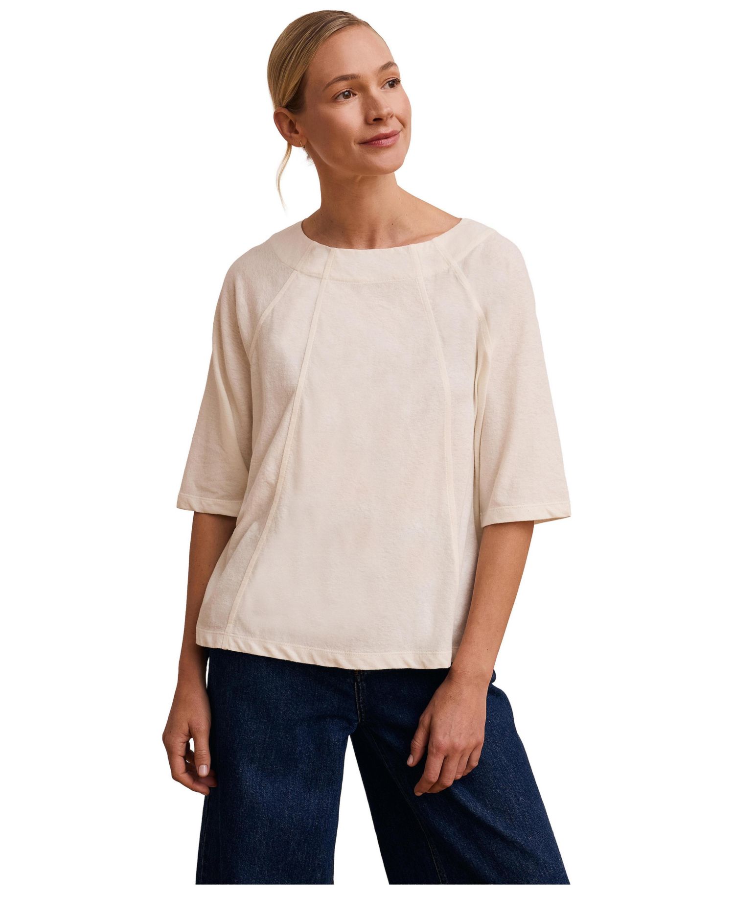 Women's Linen Blend Short Sleeve Swing Top