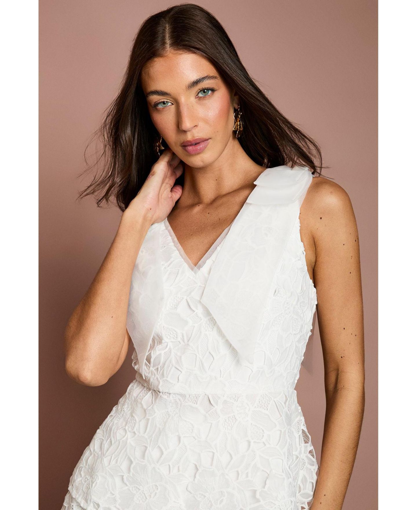 Женский топ Coast Lace Bow V-Neck, цвет: Слоновая кость — фото 4