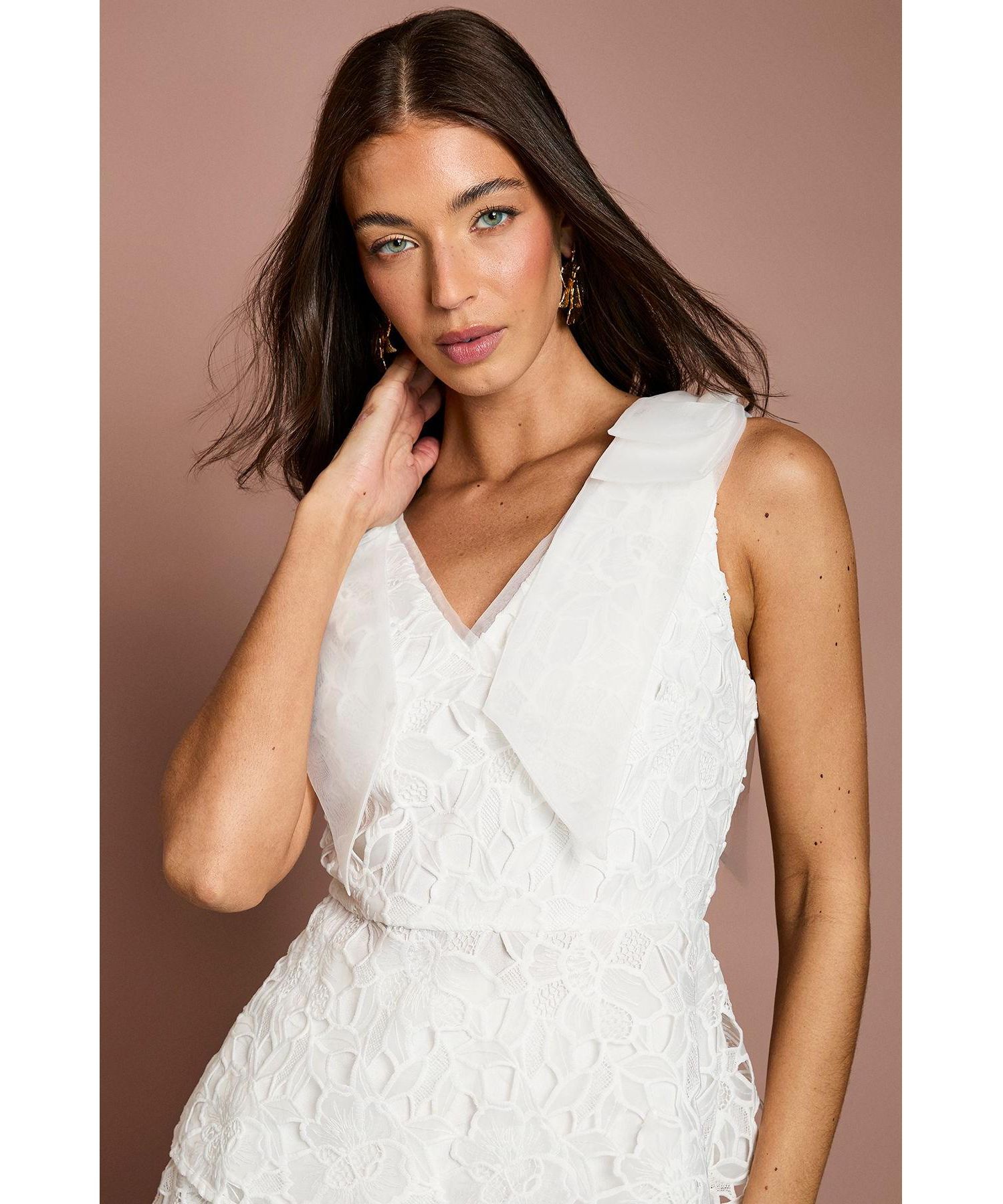 Women's Lace Bow V-Neck Top