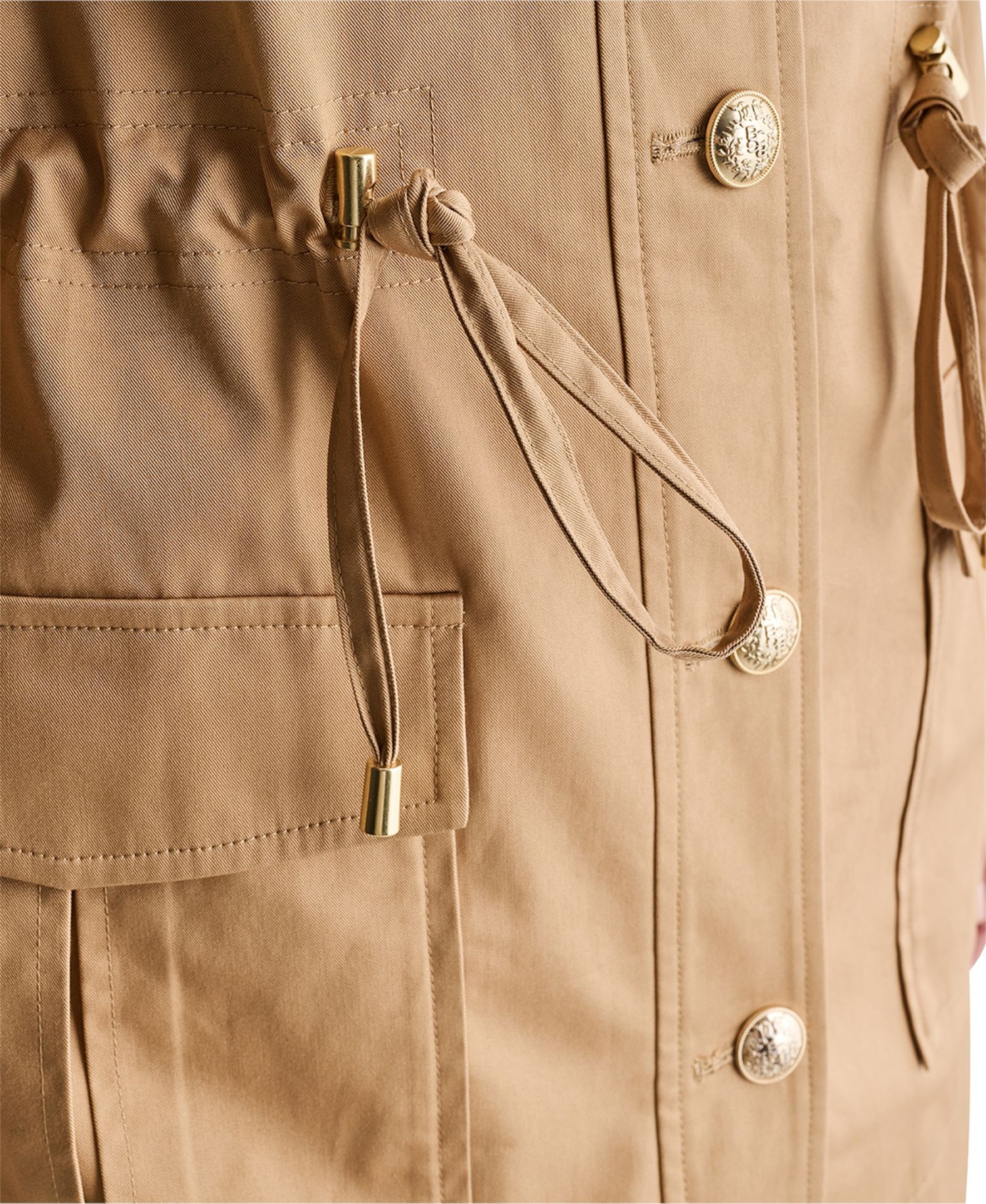 Women's Short Collared Cinched-Waist Trench Coat