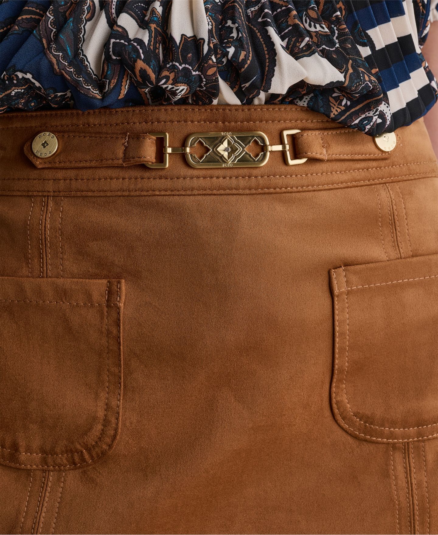 Женская юбка BCBG A-Line Mini Patch-Pocket, цвет: Сиена — фото 6